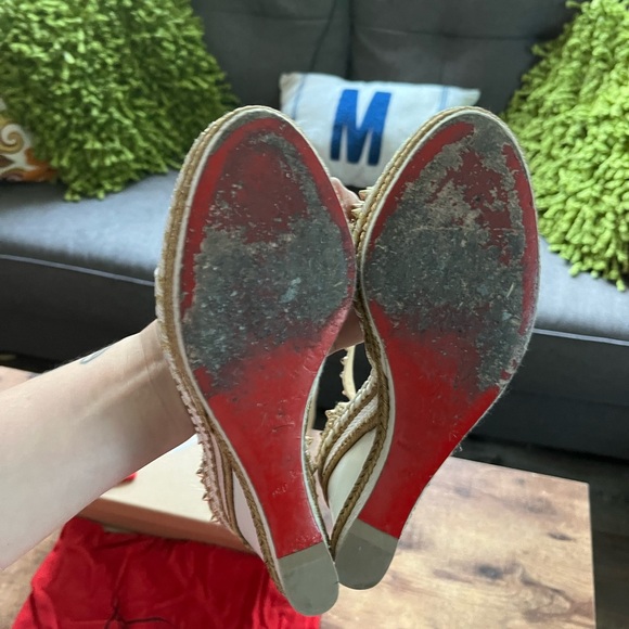 Christian Louboutin Gold and White Wedges - Picture 4 of 4